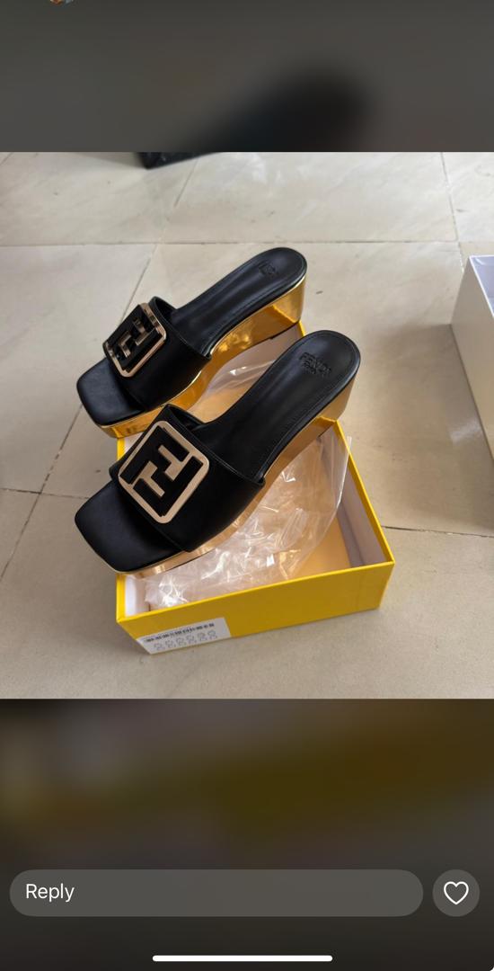 Black Fendi slip on. Moderate heel